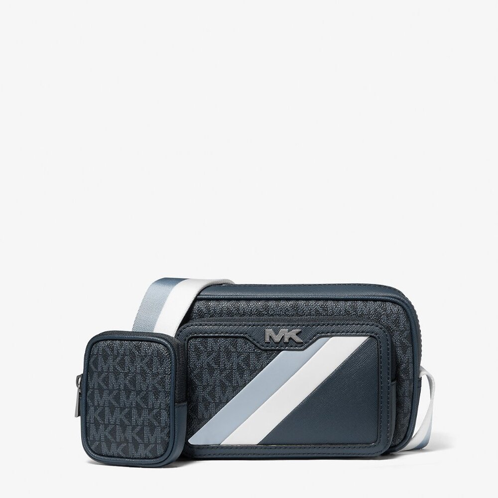 Michael kors Rivington Striped Logo Camera Bag -  PALE BLUE  - 37F4LRVC0L